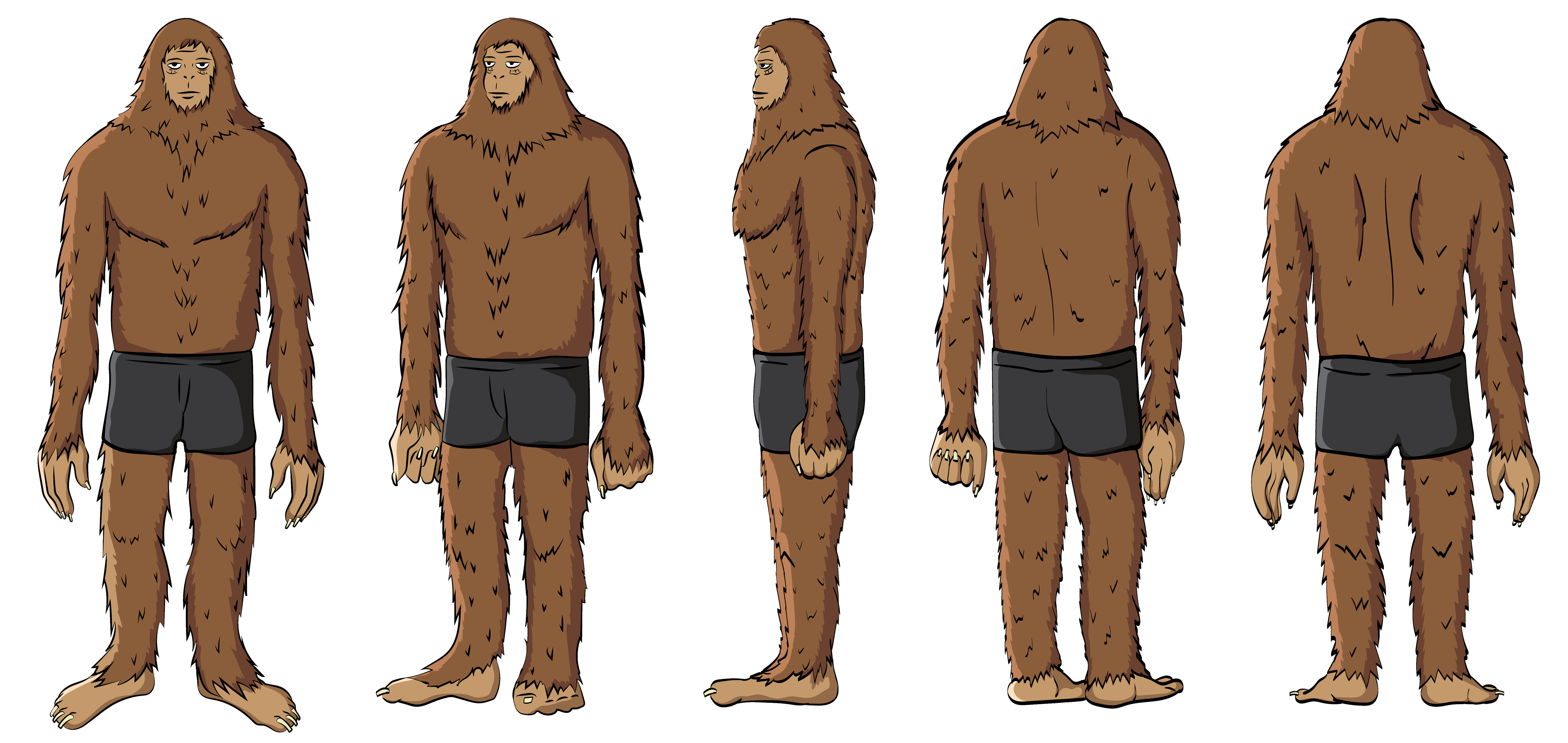 Laidback Sasquatch. Full turnaround reference sheet